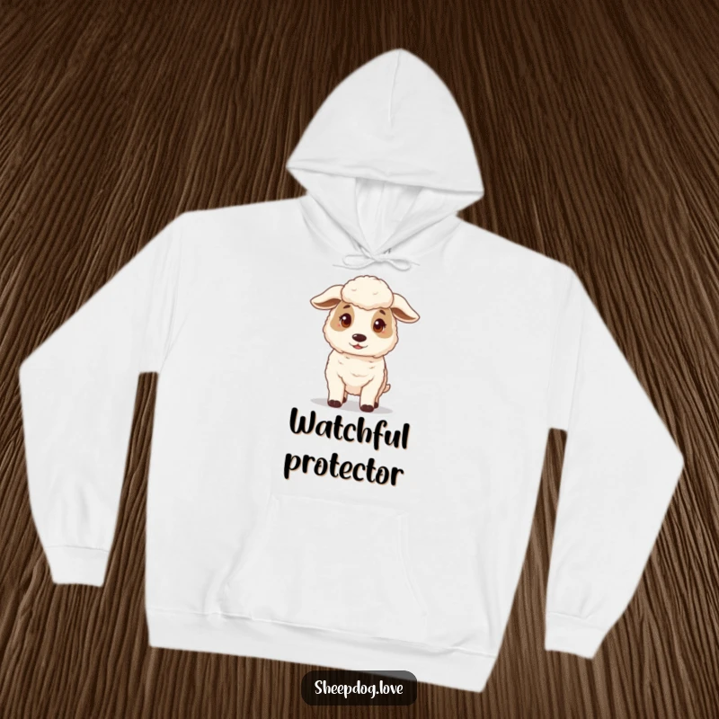 Funny hoodie featuring a gentle and protective sheepdog standing guard, offering warmth and a humorous touch.