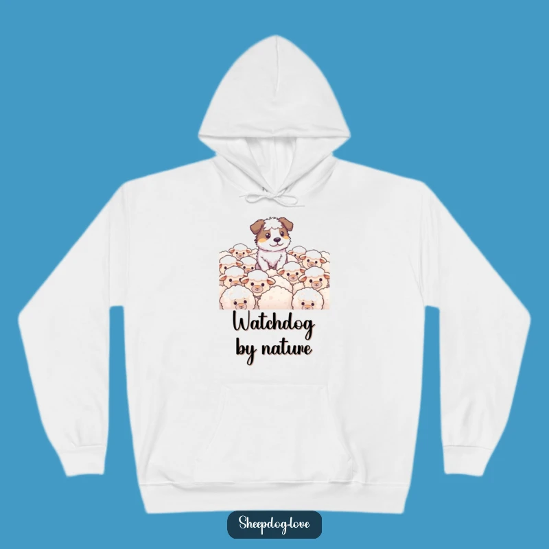 Funny Sheepdog Hoodie: Cozy Herding Dog Watching Fluffy Sheep, Warm & Humorous Gift