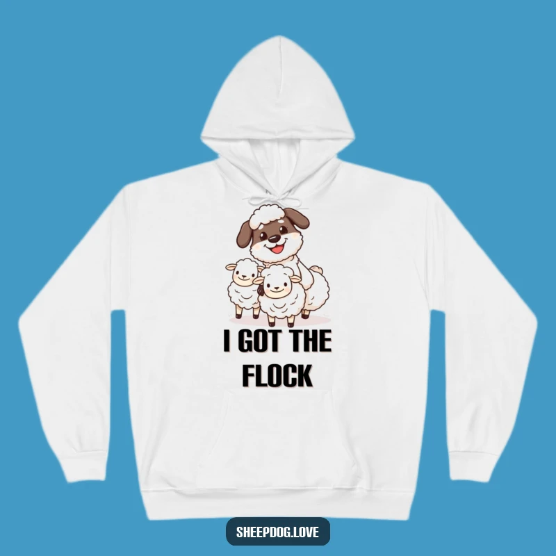 Funny Sheepdog Herding Hoodie: Grinning Character Design, Cozy and Hilarious Apparel