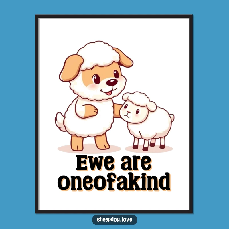 Free Printable Wall Art: Funny Sheepdog Nudge, Downloadable Art for a Smile!