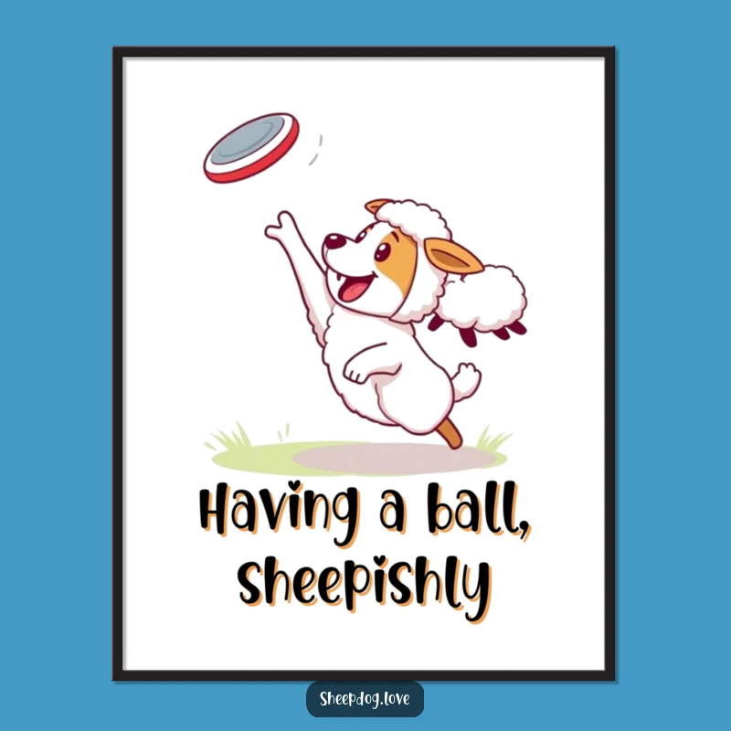 Free Printable Sheepdog Frisbee Art: Energetic Catch, Downloadable Fun!