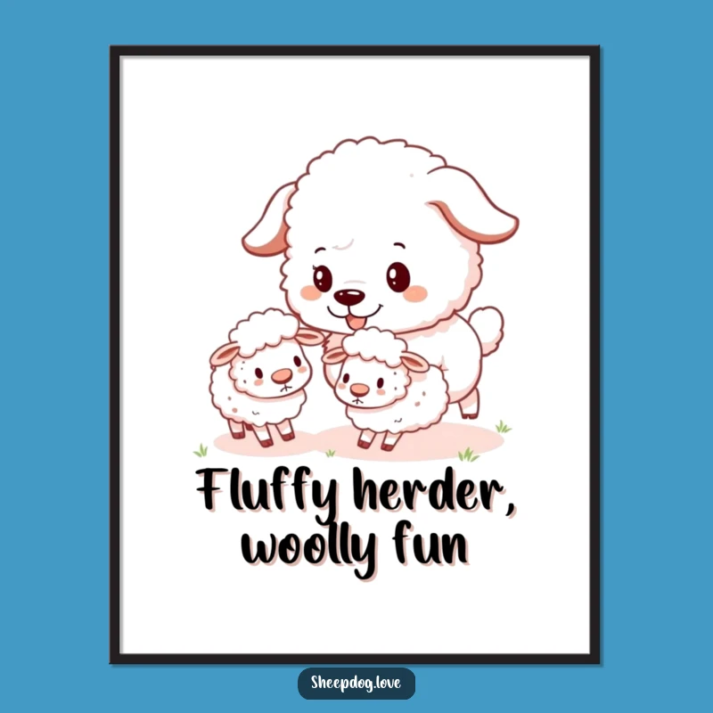 Funny Free Printable Sheepdog Wall Art - Downloadable Playful Dog Art