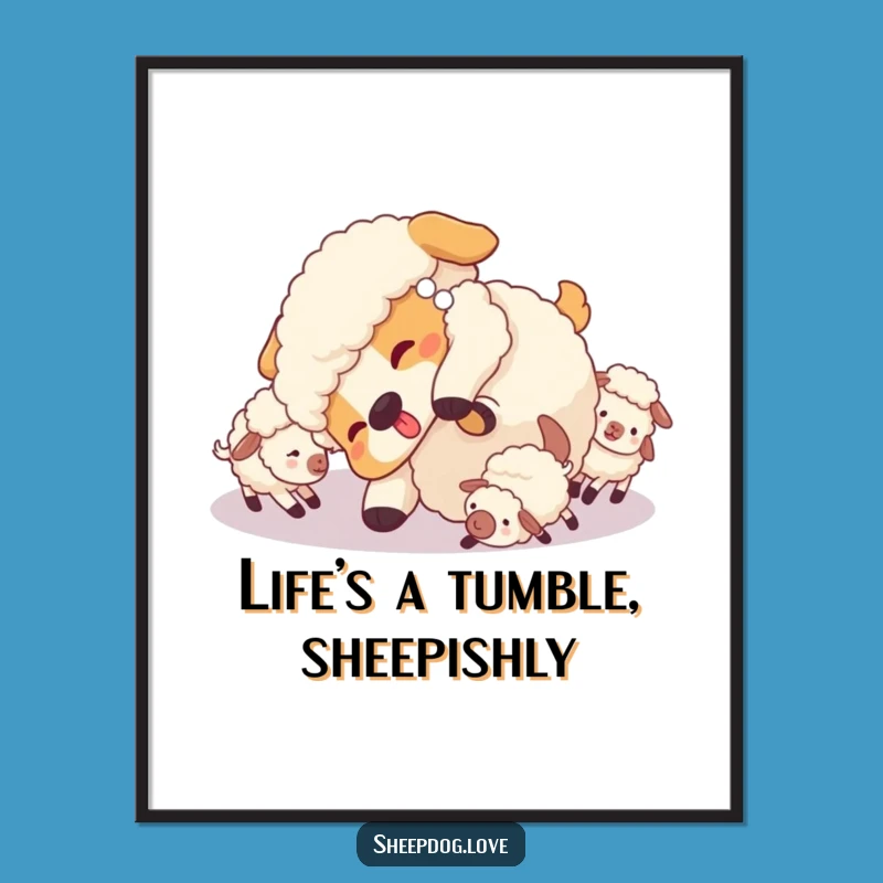 Free Printable Sheepdog Tumble Art: Playful Chaos, Downloadable Decor!