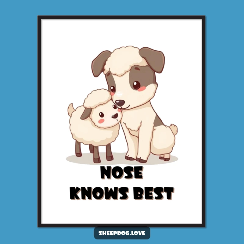 Funny Free Printable Sheepdog Wall Art - Downloadable Gentle Dog Nudge Art