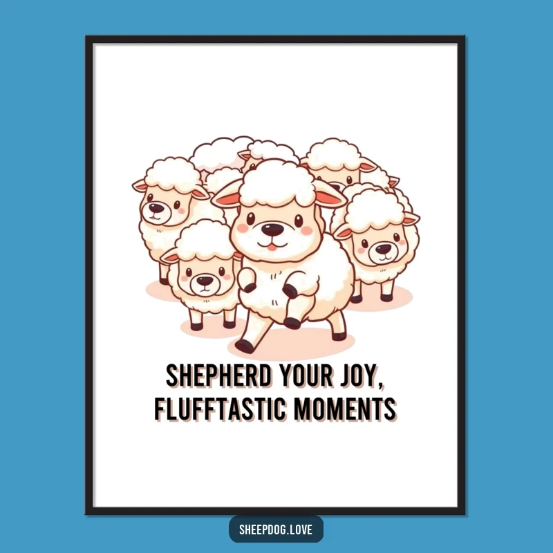 Funny Free Printable Wall Art: Sheepdog Herding Sheep, Downloadable Cute Decor
