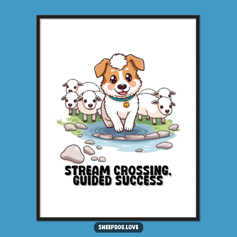 Free Printable Wall Art: Determined Sheepdog Decor, Humorous Downloadable Art
