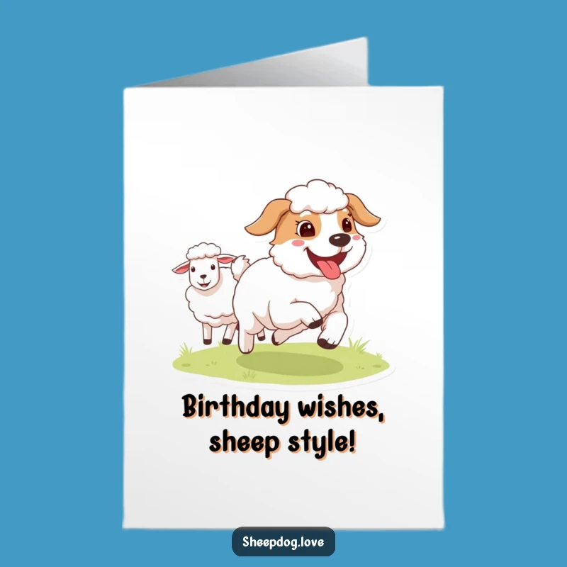 Free Printable Funny Sheepdog Birthday Card - Tongue Out Runner Download Gift