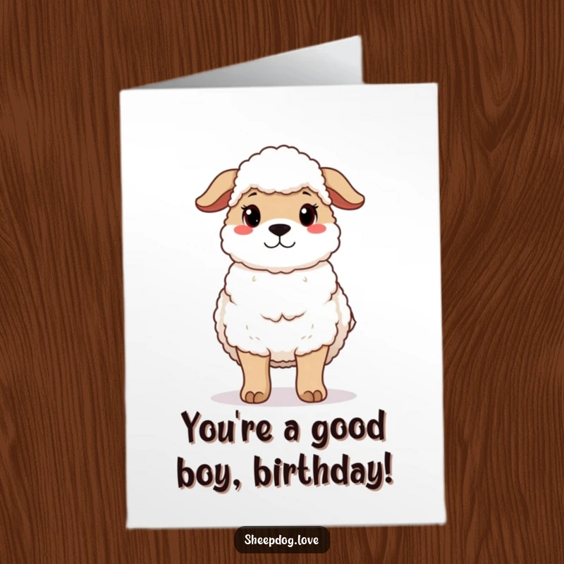 Funny Free Printable Birthday Card: A protective sheepdog standing guard with a gentle expression, offering loving watchfulness.