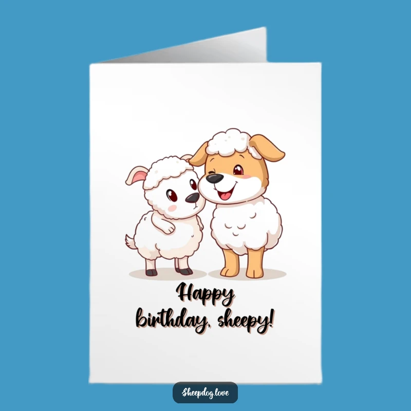 Free Printable Birthday Card: Sheepdog Nudge - Funny Surprise Downloadable Gift