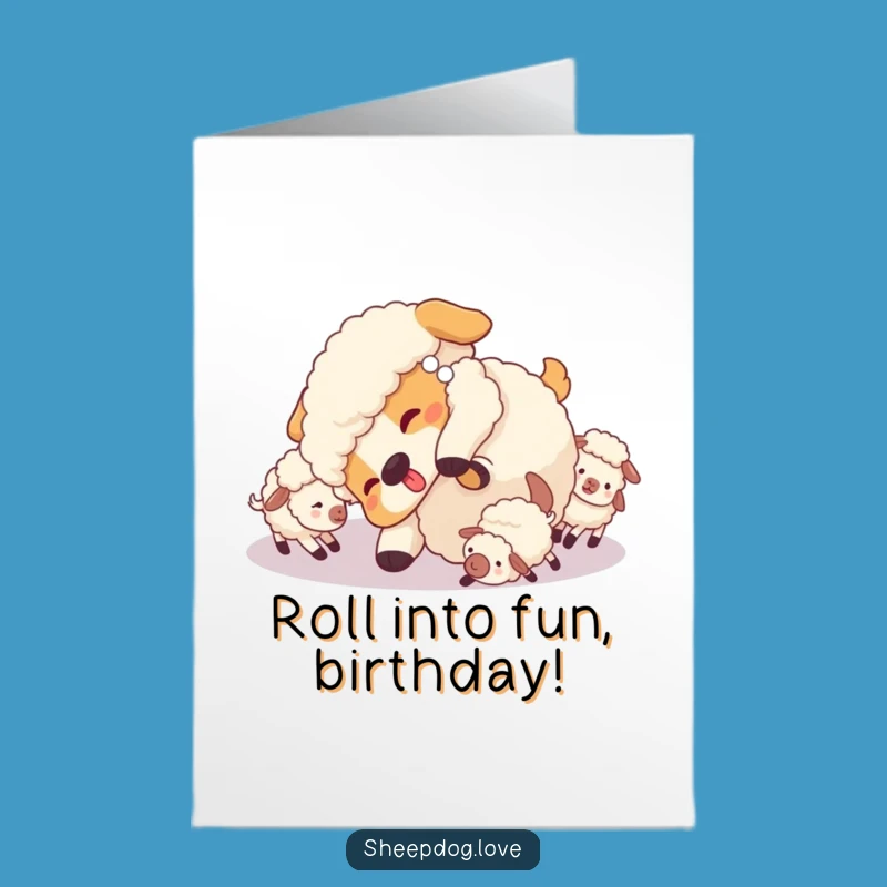 Free Printable Sheepdog Tumble Birthday Card: Hilarious Shenanigans, Perfect Celebration!