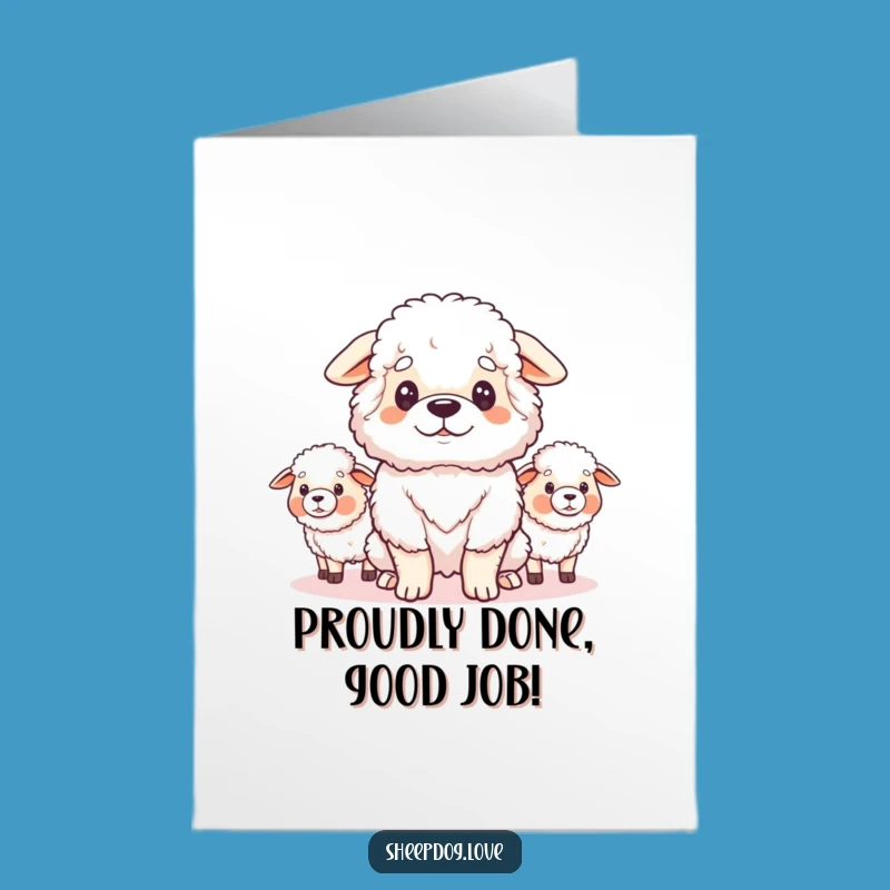 Free Printable Congrats Card: Proud Sheepdog Cheers Your Success Downloadable Gift