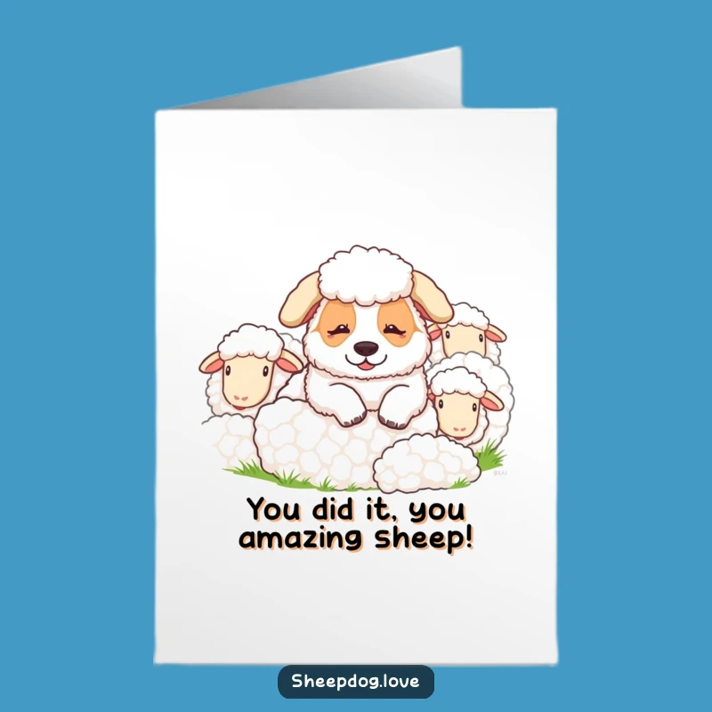 Free Printable Congrats Card: Relaxed Sheepdog, Funny Downloadable Gift for Any Occasion