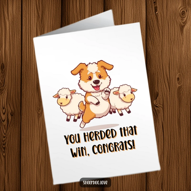 Funny Free Printable Congratulations Card: A sheepdog expertly performs a swift maneuver, demonstrating its skill in redirecting sheep.