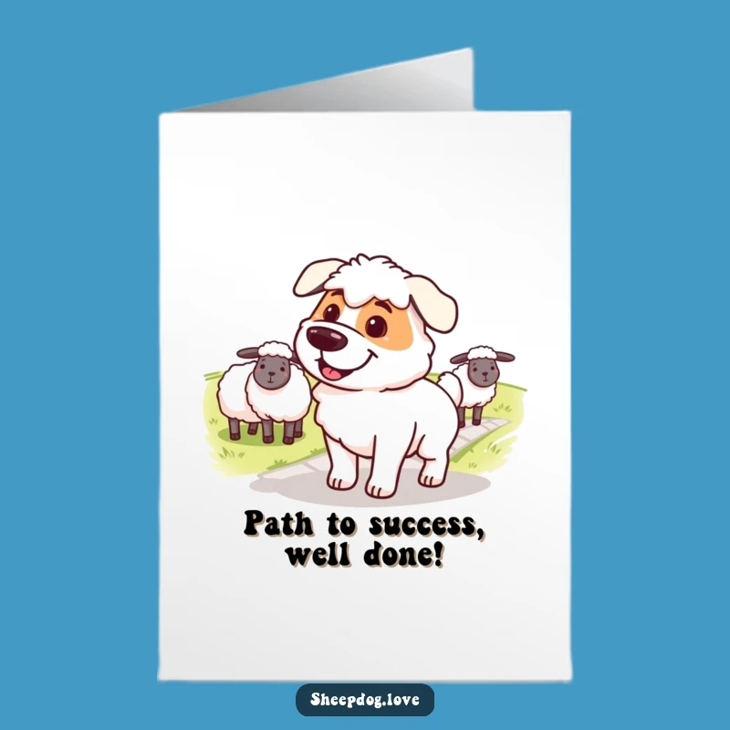 Free Printable Congrats Card: Sheepdog's Determined Journey - Downloadable Success