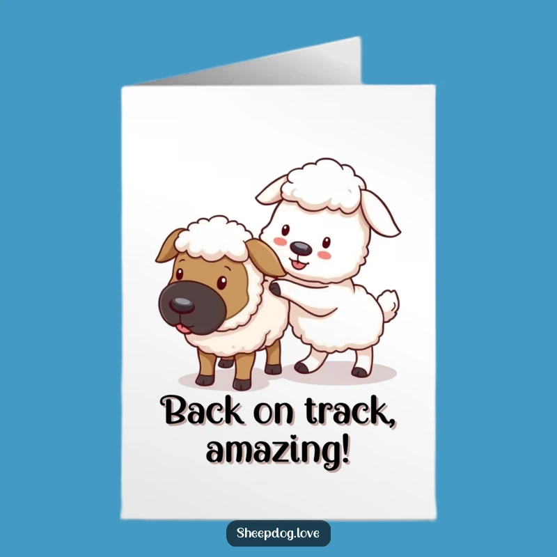 Free Printable Congrats Card: Sheepdog's Gentle Nudge - Downloadable Achievement