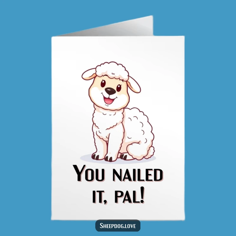 Free Printable Congrats Card: Sheepdog & Sheep Success Duo, Downloadable Celebration Art