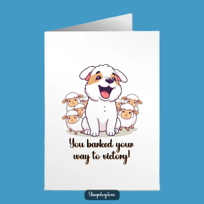 Free Printable Funny Sheepdog Congratulations Card: Joyful Howl Downloadable DIY Gift