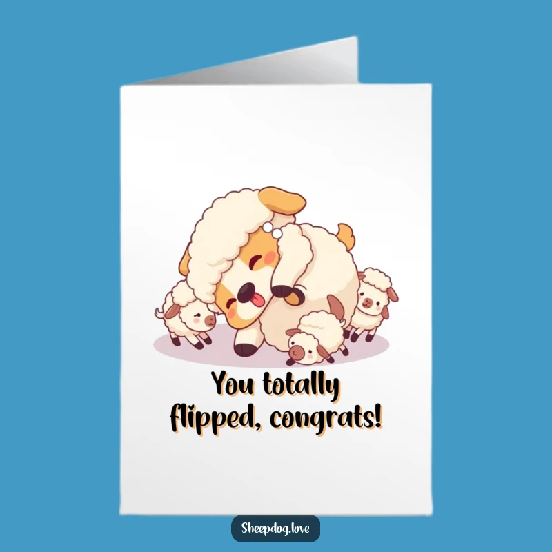Free Printable Sheepdog Congrats Card: Celebrate with Playful Tumbles!
