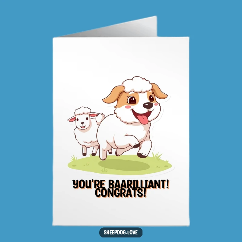 Free Printable Sheepdog Congrats Card - Happy Runner Downloadable