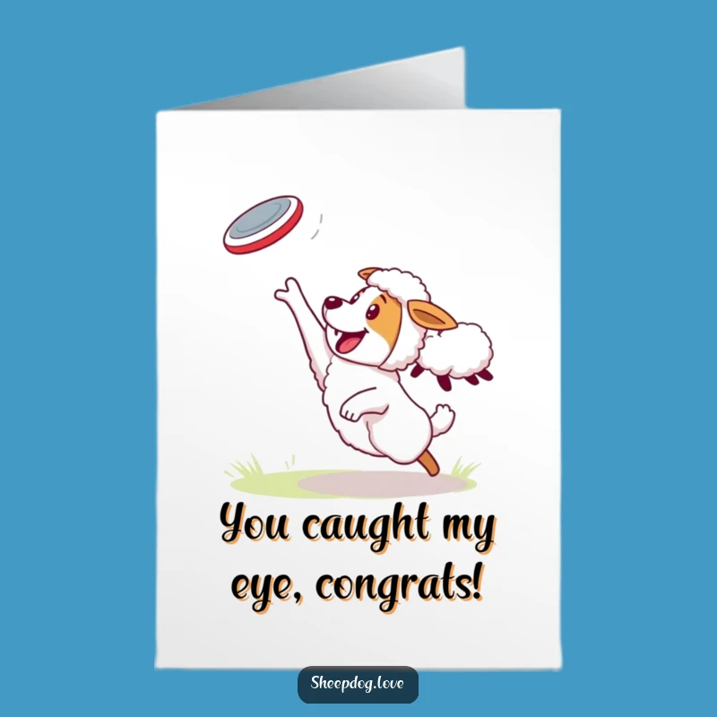 Free Printable Sheepdog Congrats Card: Celebrate Wins with Frisbee Fun!
