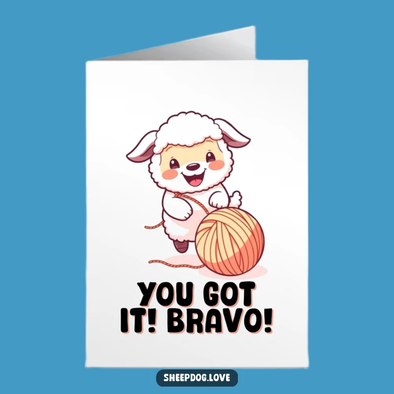 Free Printable Sheepdog Congrats Card: Yarn Catcher Downloadable for Big Wins