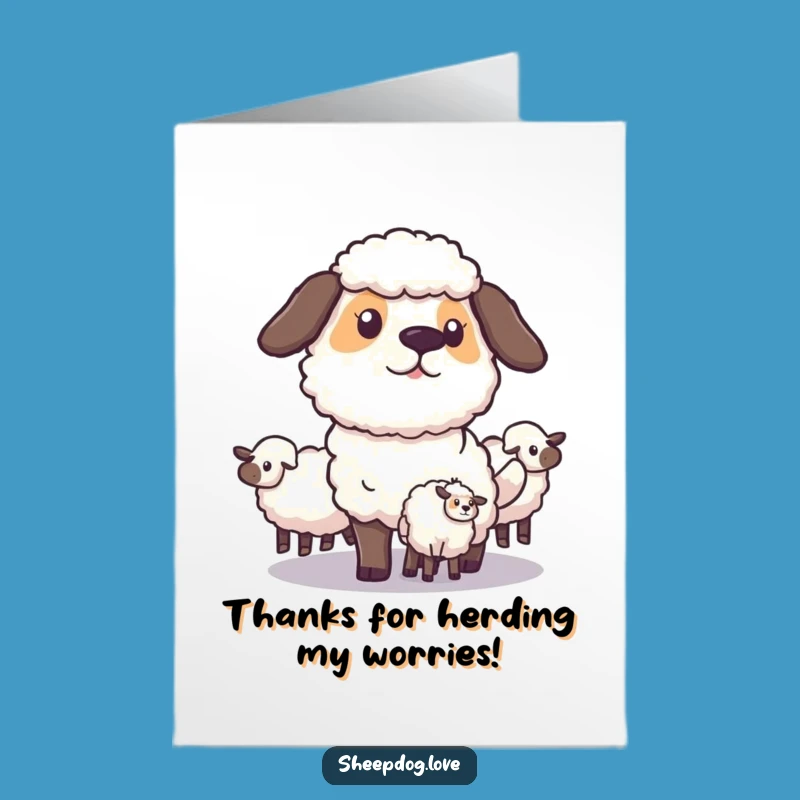 Free Printable Sheepdog Thank You Card: Guided Thanks Downloadable