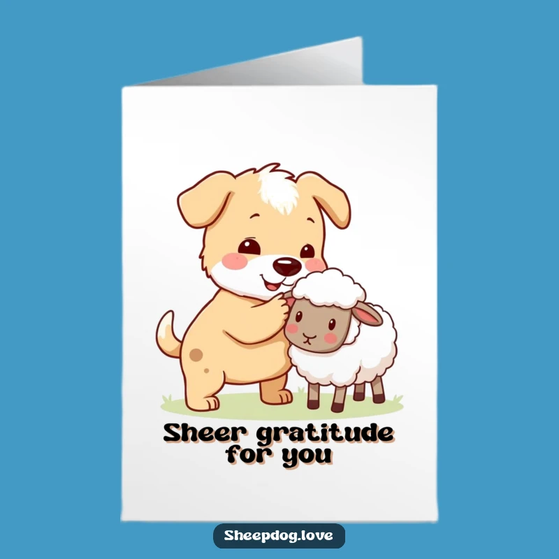 Free Printable Thank You Card: Dog Helps Sheep, Funny Downloadable Gift for Assistance