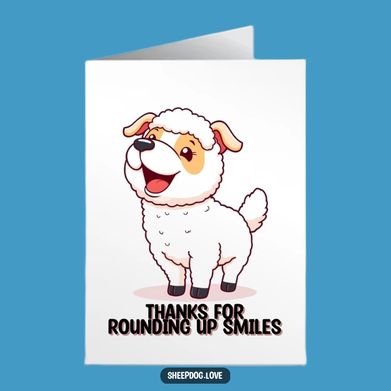 Free Printable Thank You Card: Excited Sheepdog Round-up Gratitude Downloadable Gift