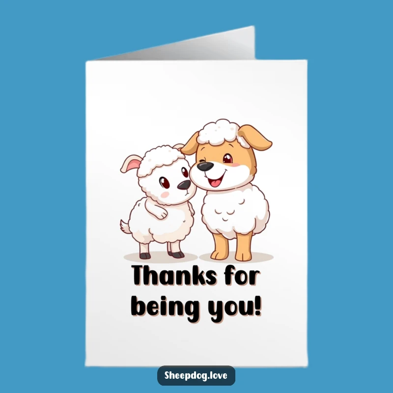 Free Printable Thank You Card: Sheepdog Nudge - Playful Downloadable Gift