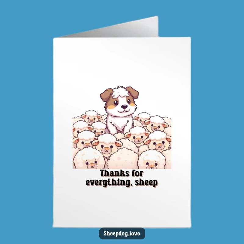 Free Printable Sheepdog Thank You Card: Funny Downloadable Gift of Gratitude