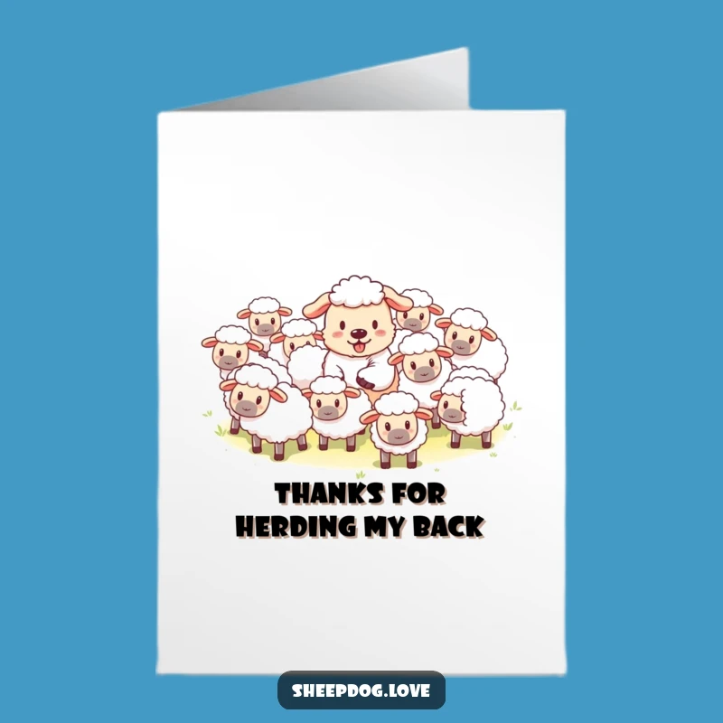 Free Printable Thank You Card: Sheepdog & Sheep, Funny Downloadable Gift of Thanks