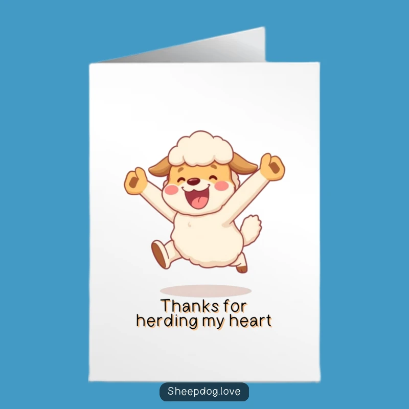 Free Printable Thank You Card: Sheepdog Leap of Gratitude Downloadable Gift