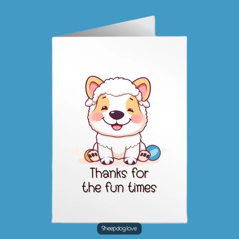 Free Printable Thank You Card: Cheerful Sheepdog, Funny Downloadable Gift for Thanks