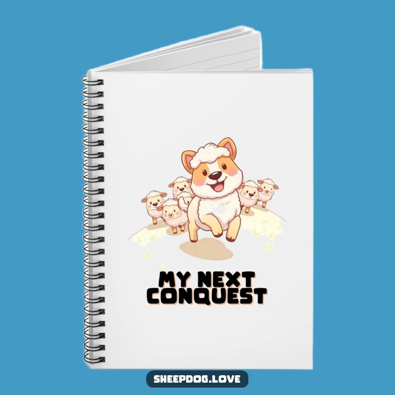 Funny Sheepdog Notebook: Happy Grin Leading Flock Uphill Journal, Hilarious Stationery Gift