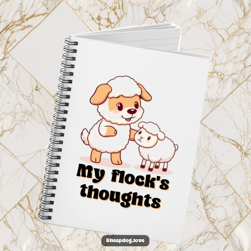 Funny Sheepdog Notebook: A lined notebook with a cover showing a sheepdog giving a friendly nudge to a stray sheep, for creative minds.