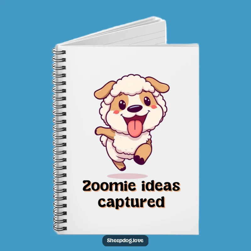 Funny Joyful Sheepdog Running Notebook, Journal for Energetic Thoughts