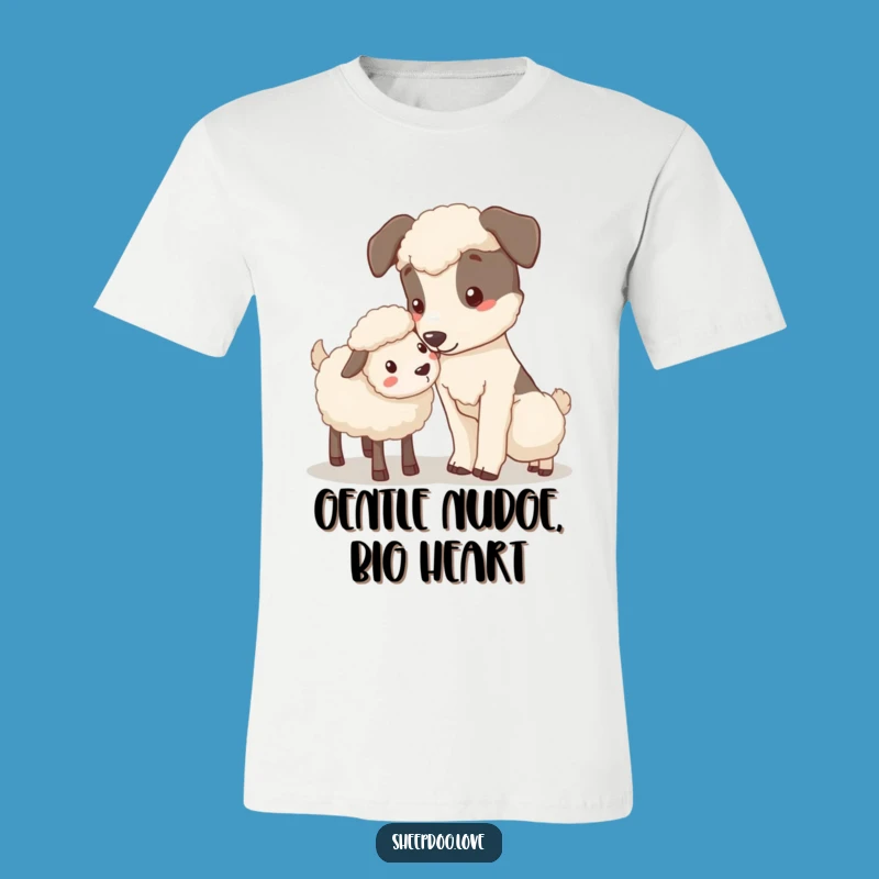 Funny Nudging Sheepdog T-Shirt: Gentle Care, Great Dog Lover Gift