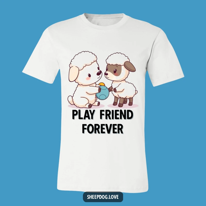 Funny Sheepdog Lamb T-Shirt: Playful Pals Tee, Awesome Funny Farm Gift