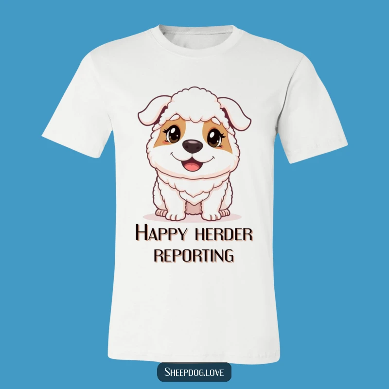 Funny Determined Sheepdog T-Shirt - Happy Face Tee for Dog Lovers Gift