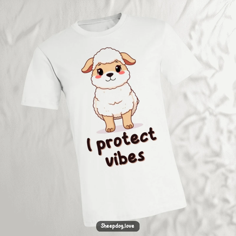 Funny t-shirt depicting a protective sheepdog standing guard with a gentle, kind expression, symbolizing faithfulness.