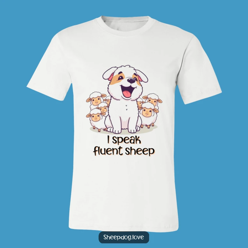 Funny Joyful Sheepdog Barking T-Shirt - Comical Dog Communication Tee Gift