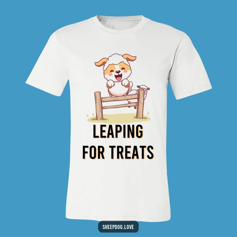 Funny Sheepdog T-Shirt: Joyful Leaping Character Tee, Awesome Funny Farm Gift