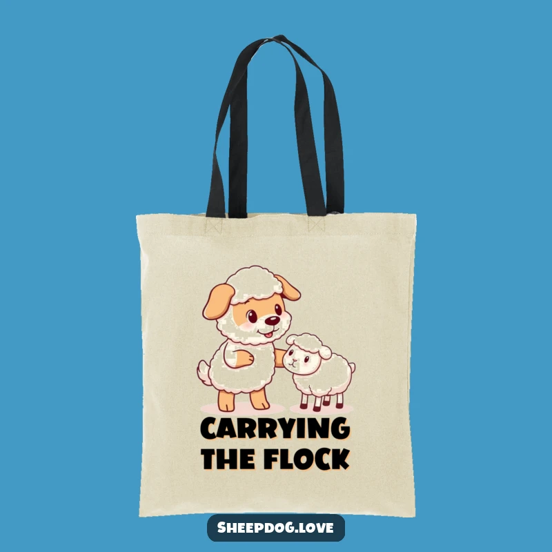Funny Sheepdog Nudge Tote Bag: Carry Your Laughs with this Charming Farm Accessory