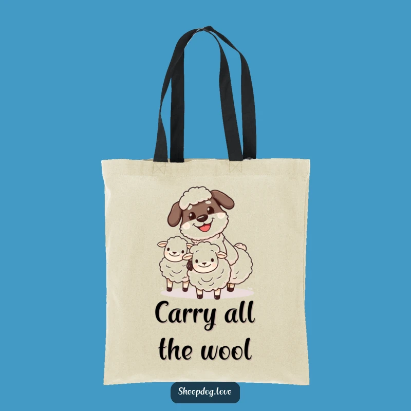 Funny Sheepdog Herder Totebag: Grinning Character Print, Practical and Hilarious Accessory