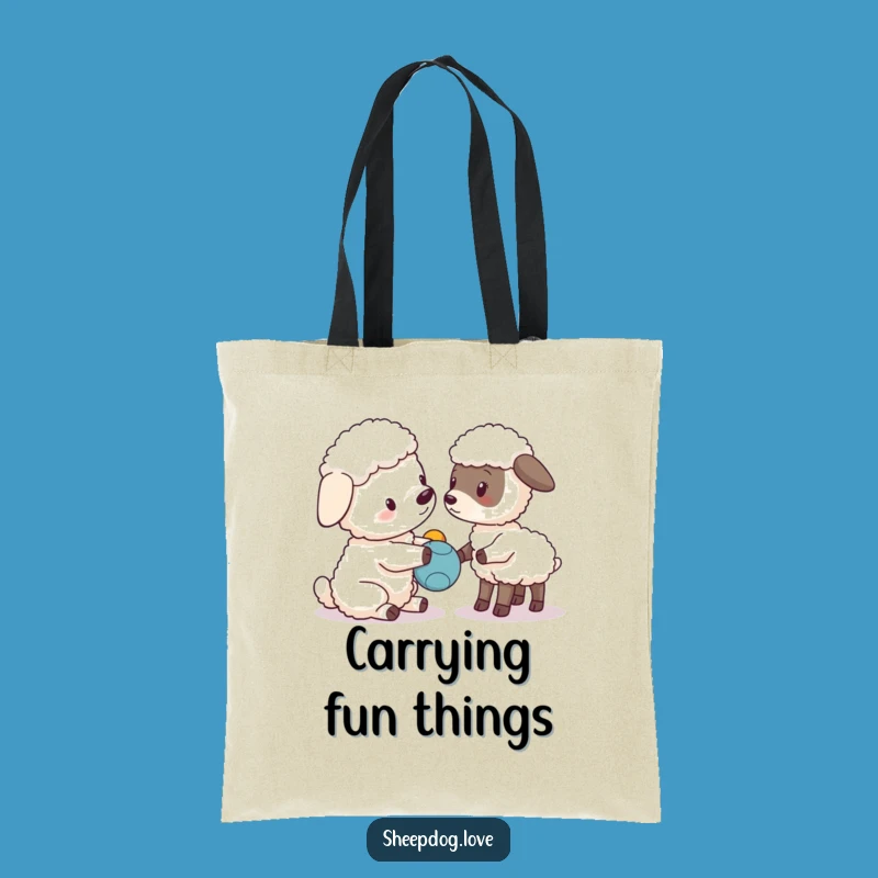 Funny Sheepdog Lamb Tote Bag: Playful Pals Accessory, Great Funny Farm Gift
