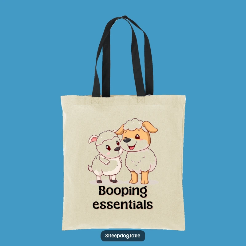 Funny Sheepdog Nudging Sheep Tote Bag, Charming Farm Accessory