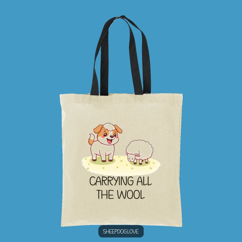 Funny Sheepdog Wagging Tail Tote Bag - Durable Farm Dog Accessory Gift